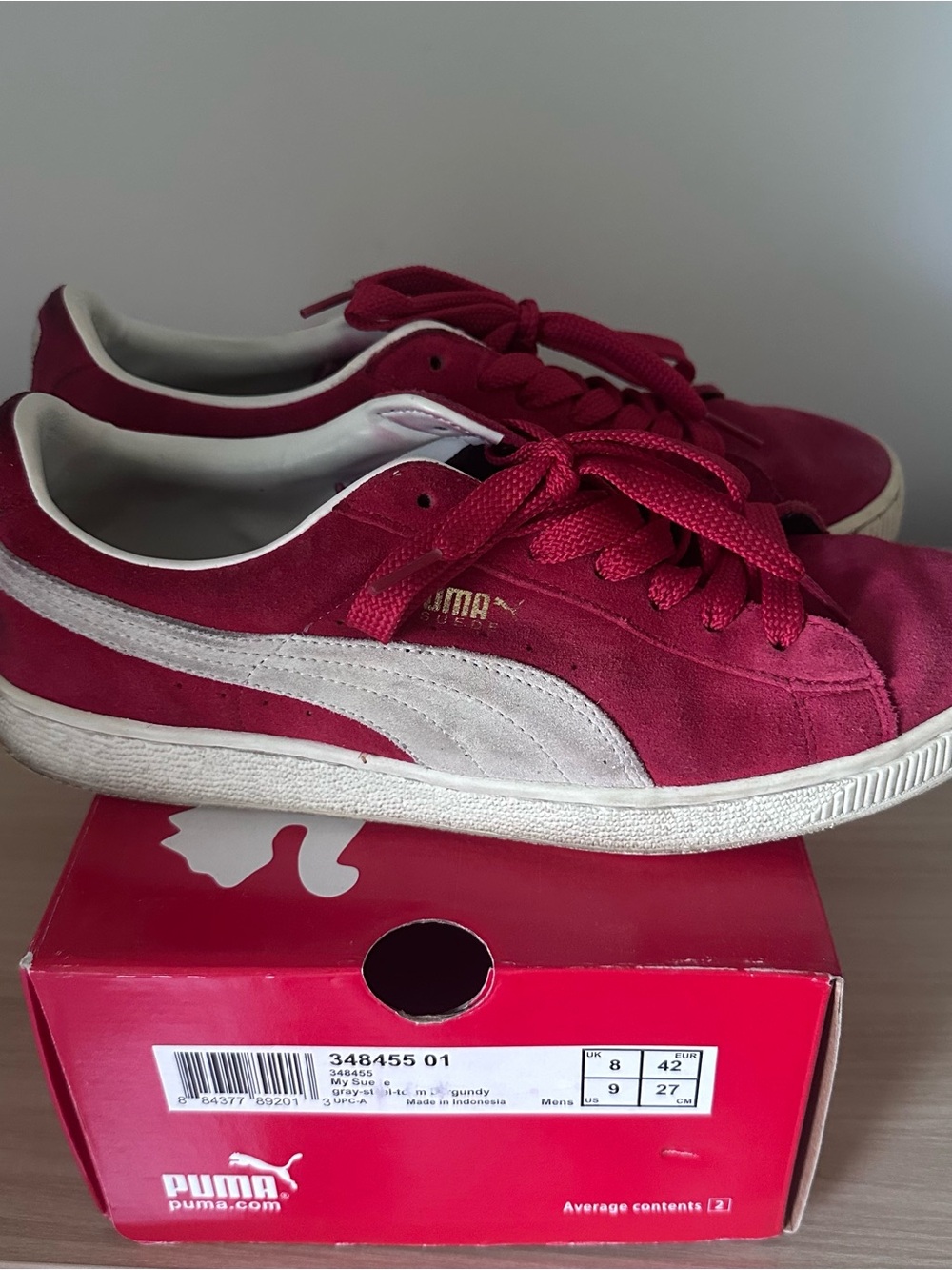 Puma Women's Suede Sneakers in Raspberry with White Formstrip